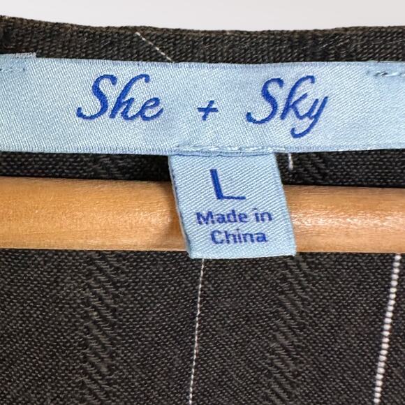 She+Sky L Open Buttoned Pinafore Dress Striped Nautical Spring Festival - Picture 6 of 6